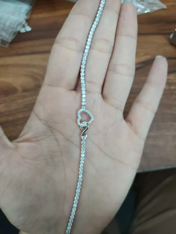 Silver_Sterling_Silver_925_Heart_Link_Bracelet_For_Women