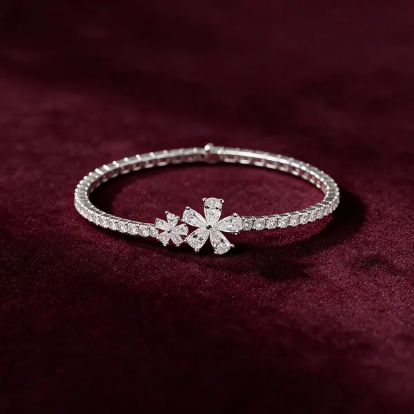 Silver_Sterling_Silver_925_Floral_Link_Bracelet_For_Women