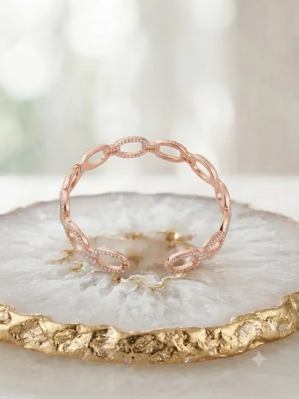Rose_Gold_Sterling_Silver_925_Crystal_Link_Bracelet_For_Women