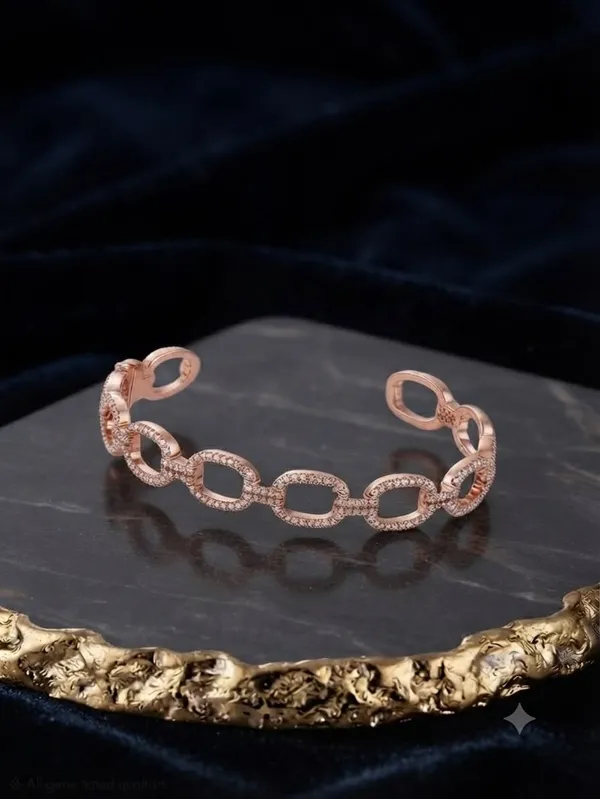 Rose_Gold_Sterling_Silver_925_Crystal_Link_Bracelet_For_Women