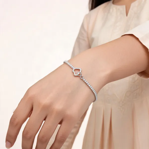 Silver_Sterling_Silver_925_Heart_Link_Bracelet_For_Women