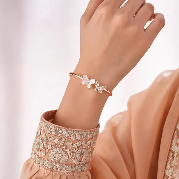 Rose_Gold_925_Sterling_Silver_Butterfly_Bangle_Bracelet_For_Women
