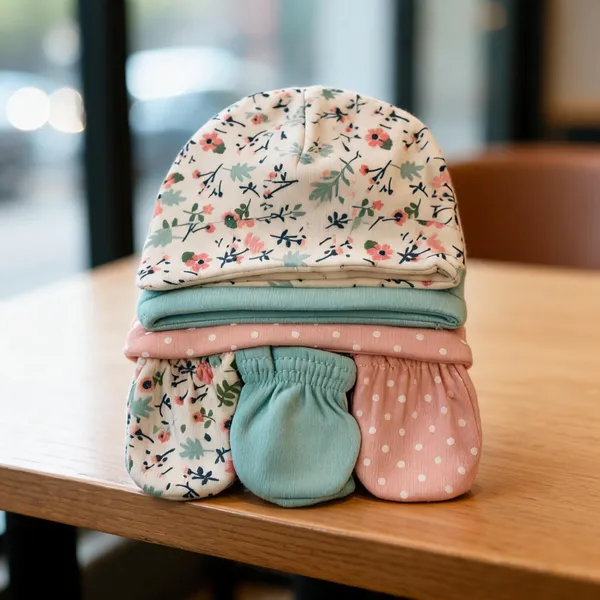 Multicolour_Printed_Cap_And_Mittens_Set_for_Baby