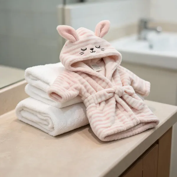 Pink_Plush_Striped_Hooded_Bathrobe_for_Babies
