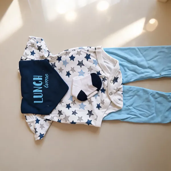 White_Star_Print_Shirt_And_Blue_Pants_Set_for_Boys