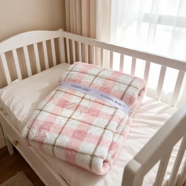 Pink_Plush_Checkered_Baby_Blanket_For_Babies