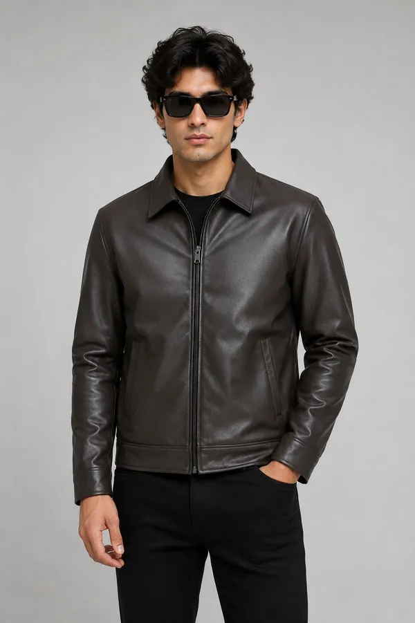 Brown_Pu_Leather_Regular_Fit_Jacket_For_Men