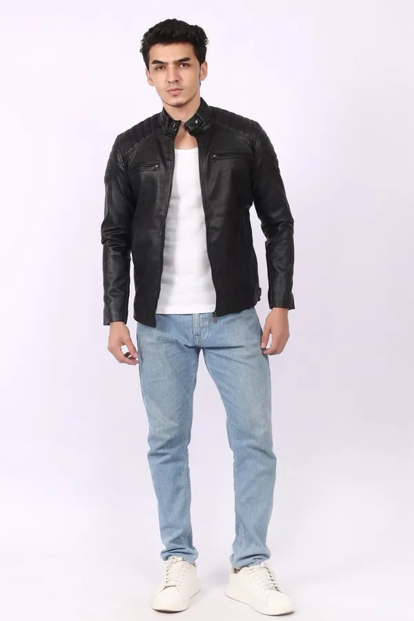 Black_Pu_Leather_Biker_Style_Regular_Fit_Jacket_For_Men