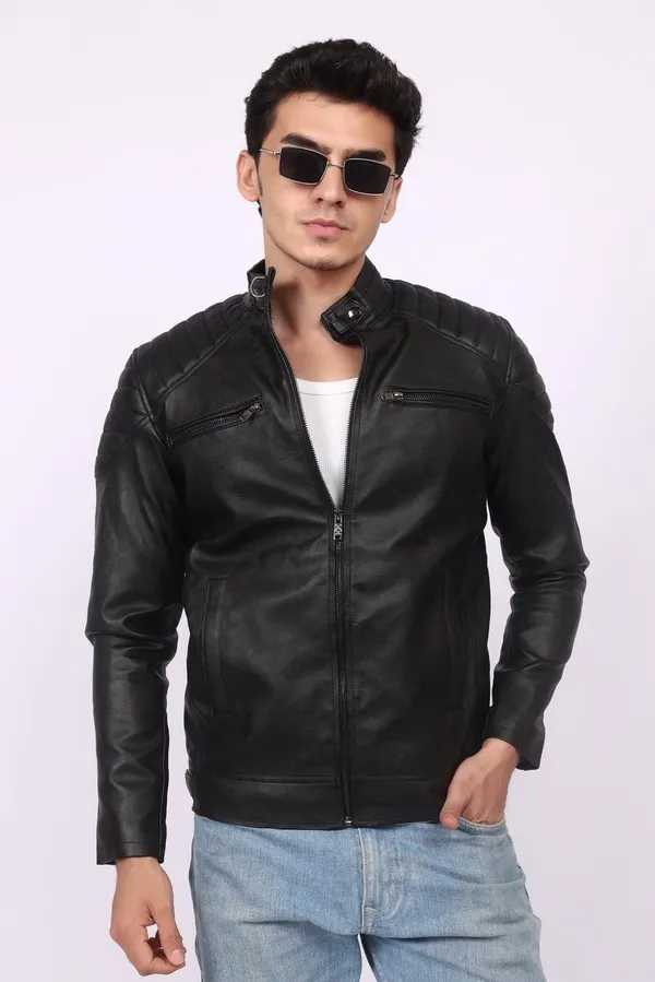 Black_Pu_Leather_Biker_Style_Regular_Fit_Jacket_For_Men