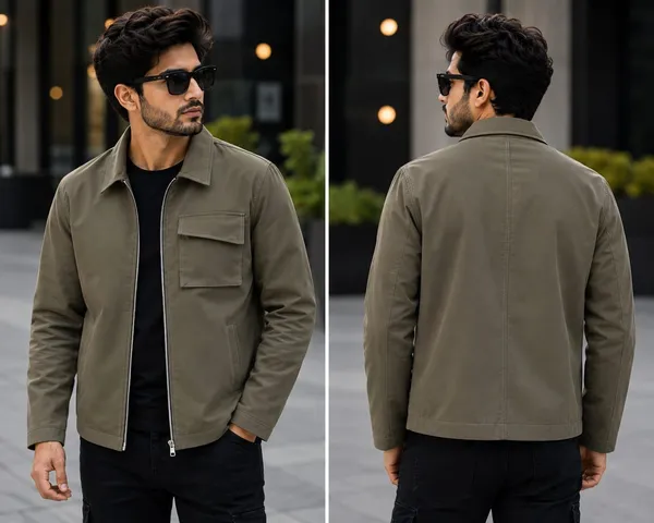 Olive_Pu_Leather_Casual_Zip_Jacket_For_Men