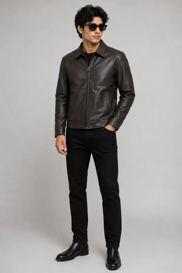 Brown_Pu_Leather_Regular_Fit_Jacket_For_Men