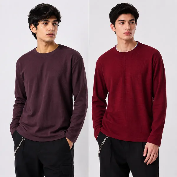 Wine_Red_Cotton_Combo_Shirt_For_Men