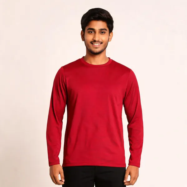 Maroon_Cotton_Relaxed_Fit_Full_Sleeve_T-Shirt_For_Men