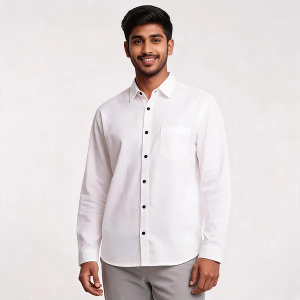 White_Cotton_Relaxed_Fit_Full_Sleeve_Shirt_For_Men