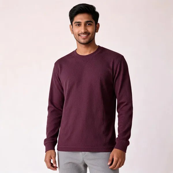 Wine_Cotton_Regular_Fit_Full_Sleeve_T-Shirt_For_Men