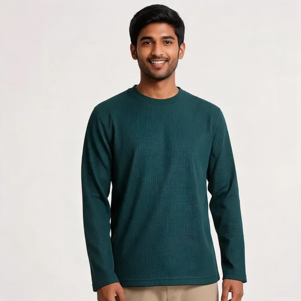 Green_Cotton_Relaxed_Fit_Full_Sleeve_T-Shirt_For_Men
