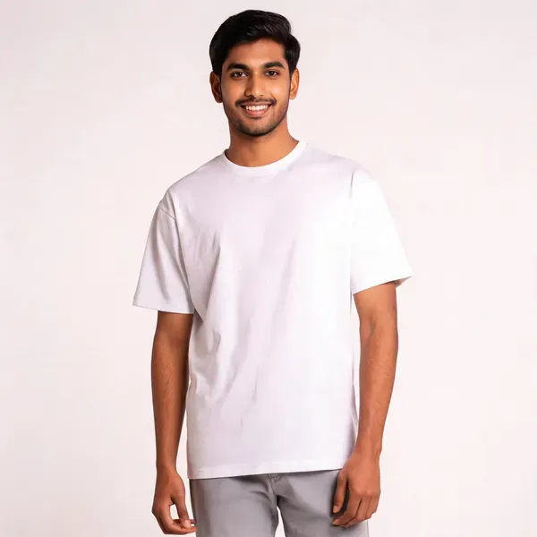 White_Cotton_Relaxed_Fit_Round_Neck_T_Shirt_For_Men