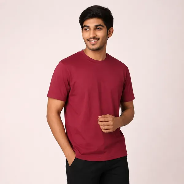 Maroon_Cotton_Regular_Fit_Crew_Neck_T_Shirt_For_Men
