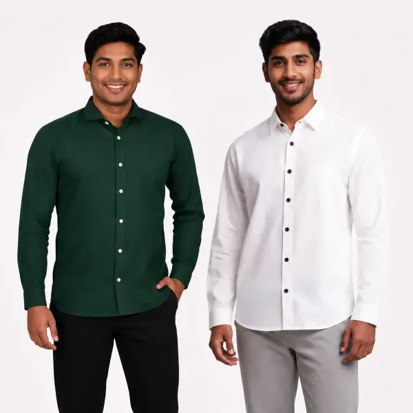 White_And_Green_Cotton_Relaxed_Fit_Full_Sleeve_Shirt_For_Men