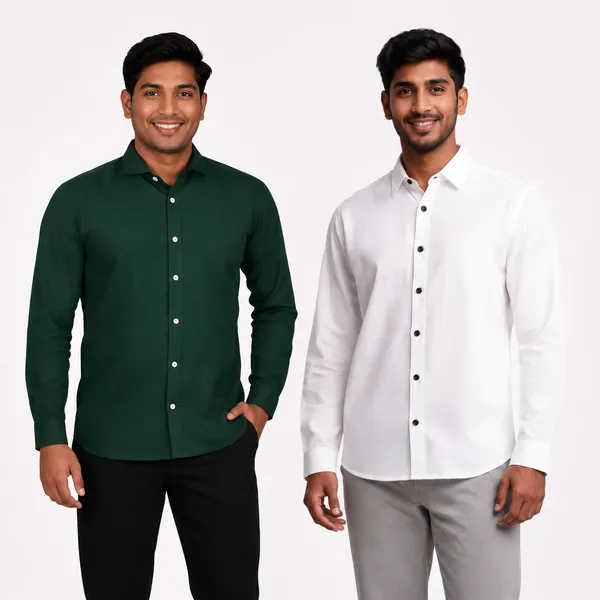 White_And_Green_Cotton_Relaxed_Fit_Full_Sleeve_Shirt_For_Men