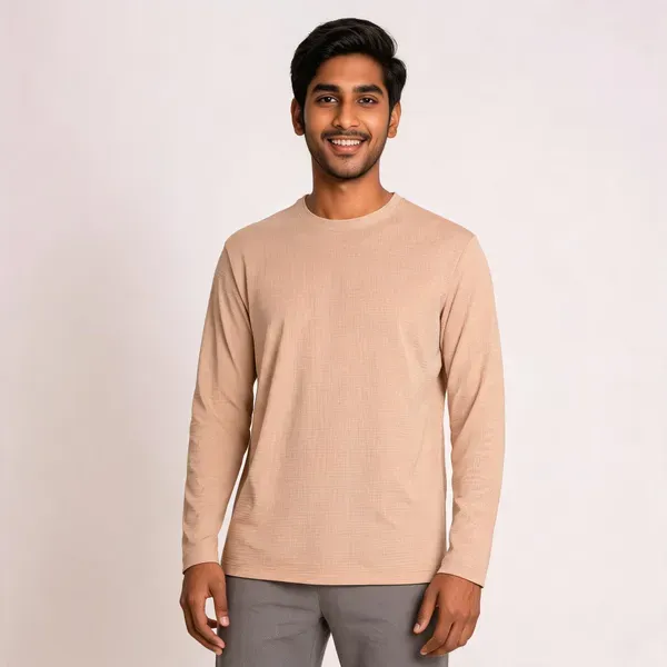 Beige_Cotton_Relaxed_Fit_Full_Sleeve_Ribbed_T_Shirt_For_Men