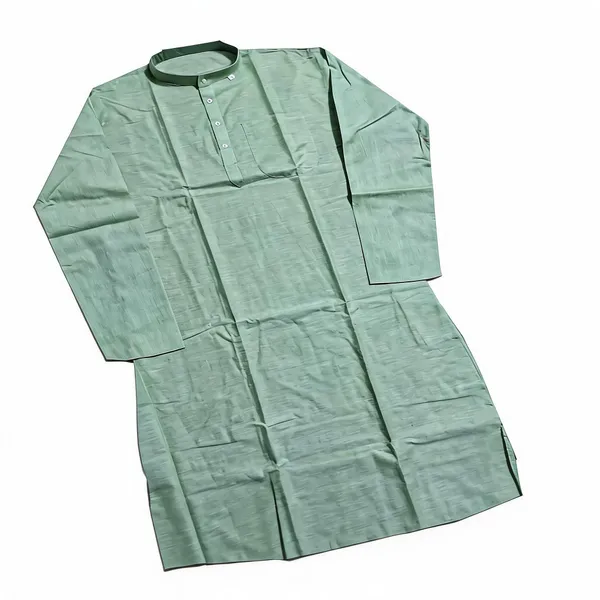 Peacock_Green_Cotton_Full_Sleeve_Punjabi_Kurta_For_Men