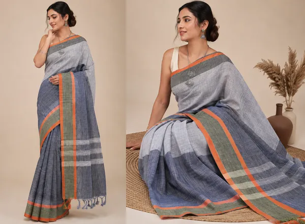 Black_And_White_Cotton_Saree_With_Blouse_Piece_For_Women