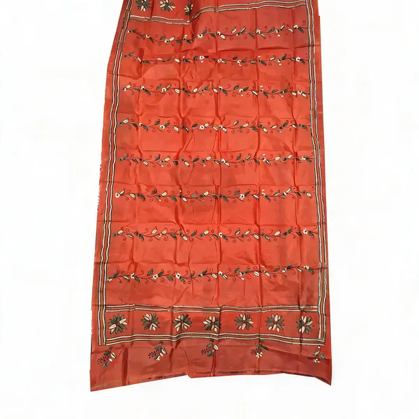 Light_Red_Silk_Kantha_Stitch_Scarf_For_Unisex