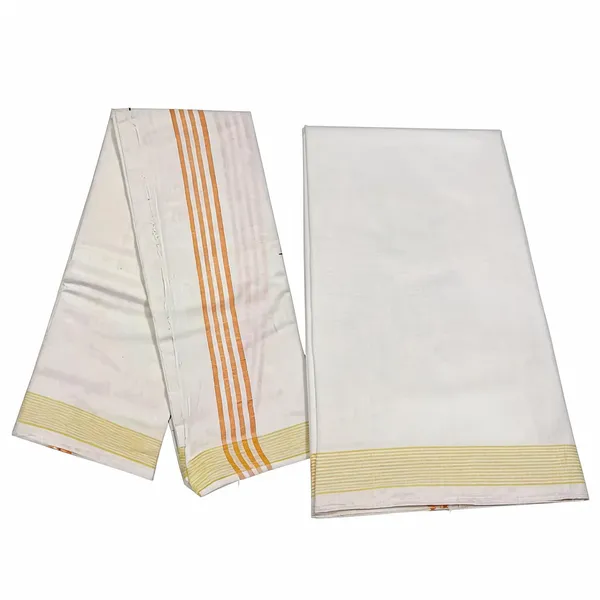 White_Cotton_Traditional_Dhoti_And_Chaddar_Set_For_Religious_Wear