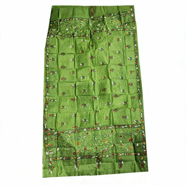 Green_Silk_Kantha_Stitch_Scarf_For_Men_And_Women