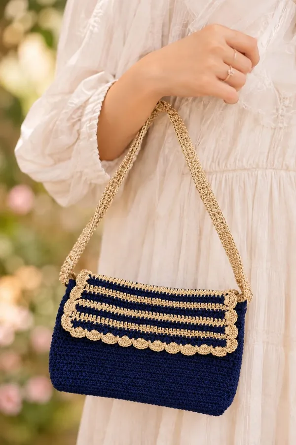 Navy_Blue_Crochet_Yarn_Sling_Bag_For_Women,_Daily_Wear,_Shopping