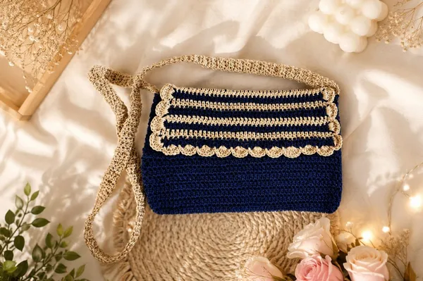 Navy_Blue_Crochet_Yarn_Sling_Bag_For_Women,_Daily_Wear,_Shopping