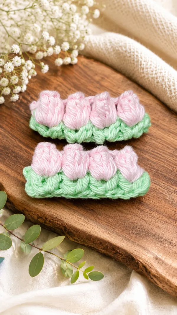 Pink_Crochet_Yarn_Hair_Clips_For_Women,_Gifting,_Traditional_Wear_Pack_Of_2