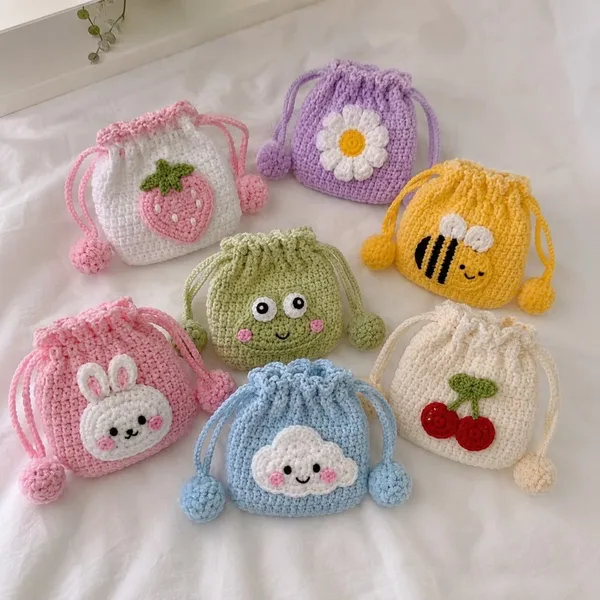 Multicolour_Crochet_Yarn_Airpods_Pouch_For_Women,_Daily_Wear,_Shopping_Pack_Of_7