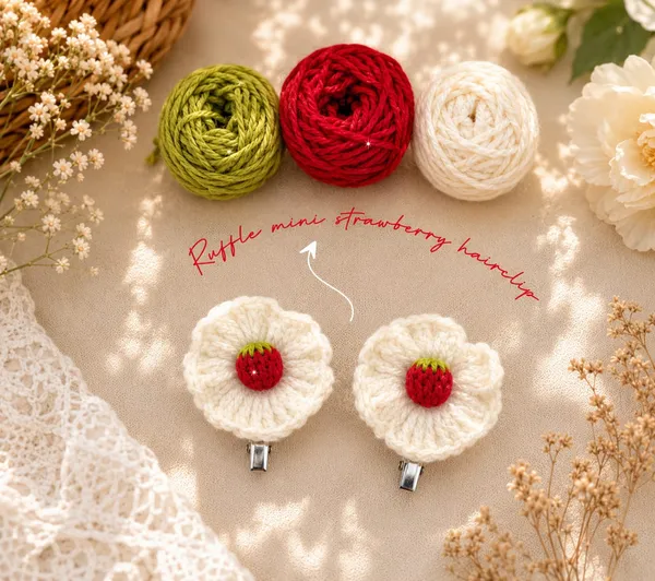 White_Crochet_Yarn_Hair_Clips_For_Girls,_Hair_Styling,_Daily_Wear_Pack_Of_4