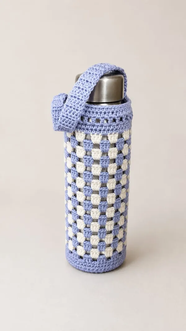 Lavender_And_Cream_Crochet_Yarn_Water_Bottle_Cover_For_Home,_Travel,_Daily_Use