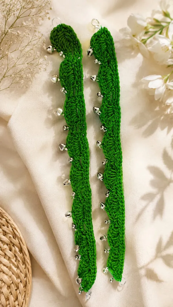Green_Crochet_Yarn_Anklets_For_Women,_Traditional_Wear,_Daily_Wear_Pack_Of_2