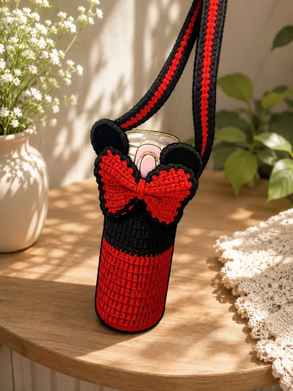 Red_And_Black_Crochet_Yarn_Bottle_Holder_For_Women,_Travel,_Daily_Use