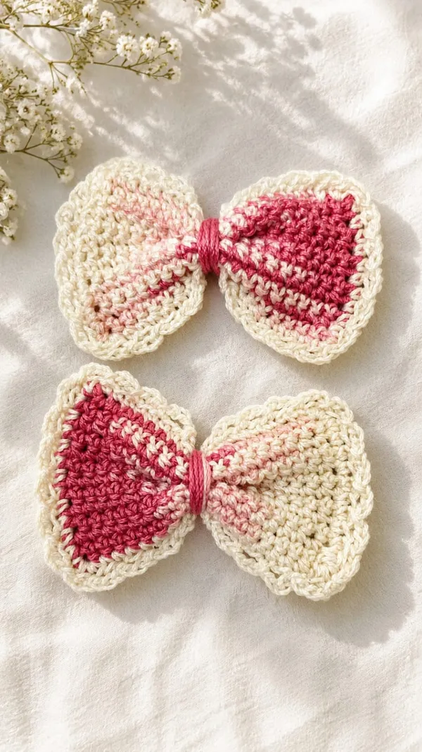 Pink_Crochet_Yarn_Hair_Accessory_Set_For_Women,_Hair_Styling,_Daily_Wear_Pack_Of_3