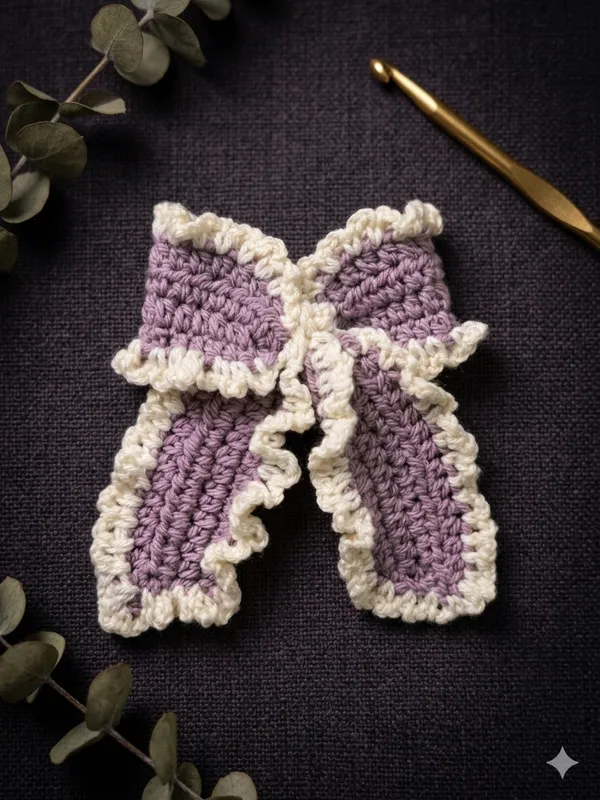Purple_And_White_Crochet_Yarn_Hair_Bow_Clip_For_Girls,_Hair_Styling,_Daily_Wear_Pack_Of_2