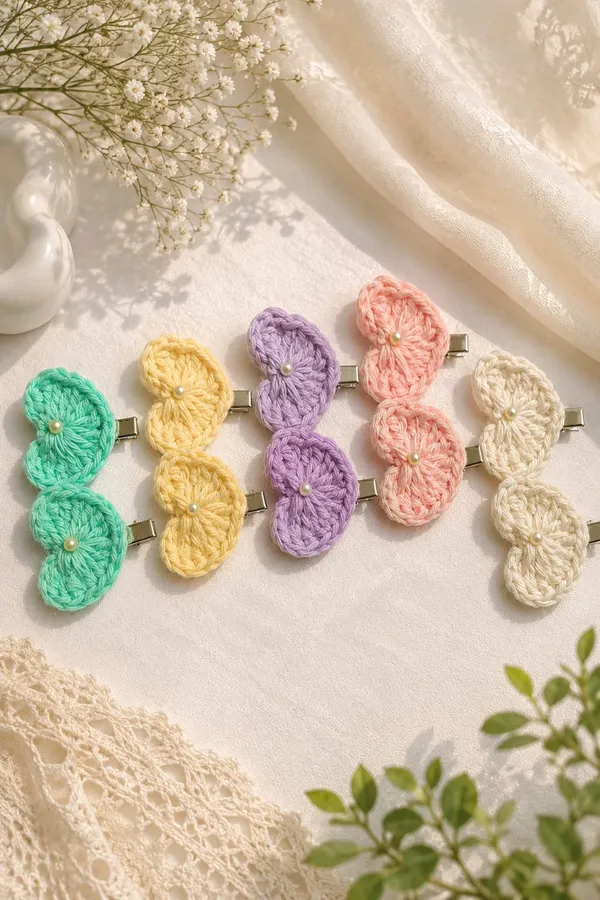 Mint_Green_Crochet_Yarn_Hair_Clips_For_Girls,_Hair_Styling,_Daily_Wear_Pack_Of_6