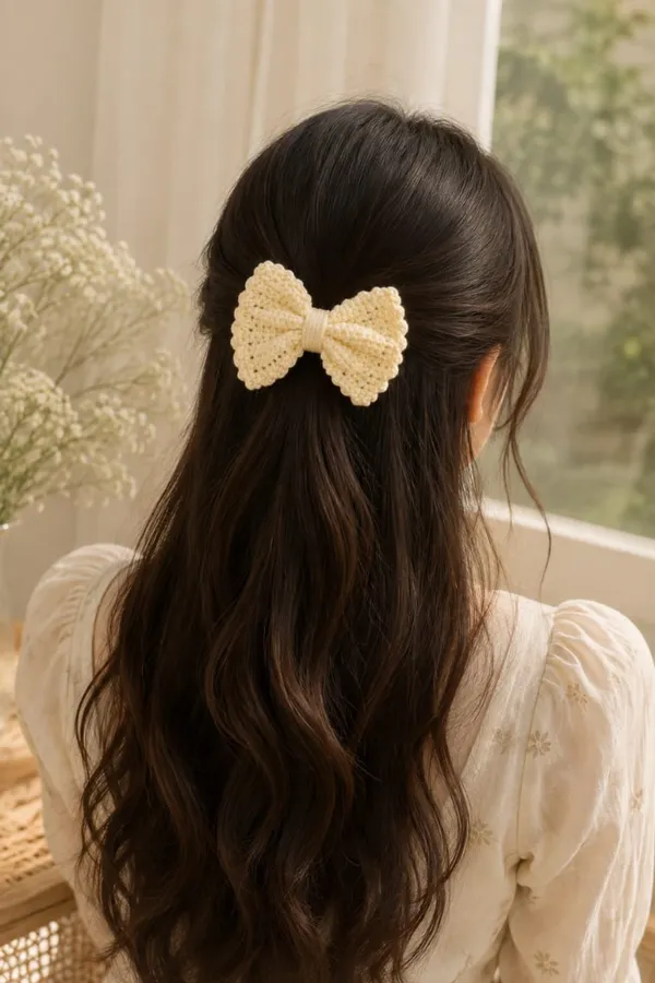 Cream_Crochet_Yarn_Hair_Clip_For_Women,_Hair_Styling,_Daily_Wear_Pack_Of_2