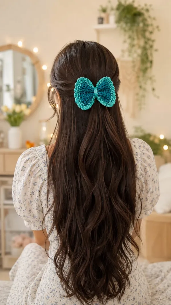 Teal_Crochet_Yarn_Hair_Accessories_For_Women,_Hair_Styling,_Daily_Wear