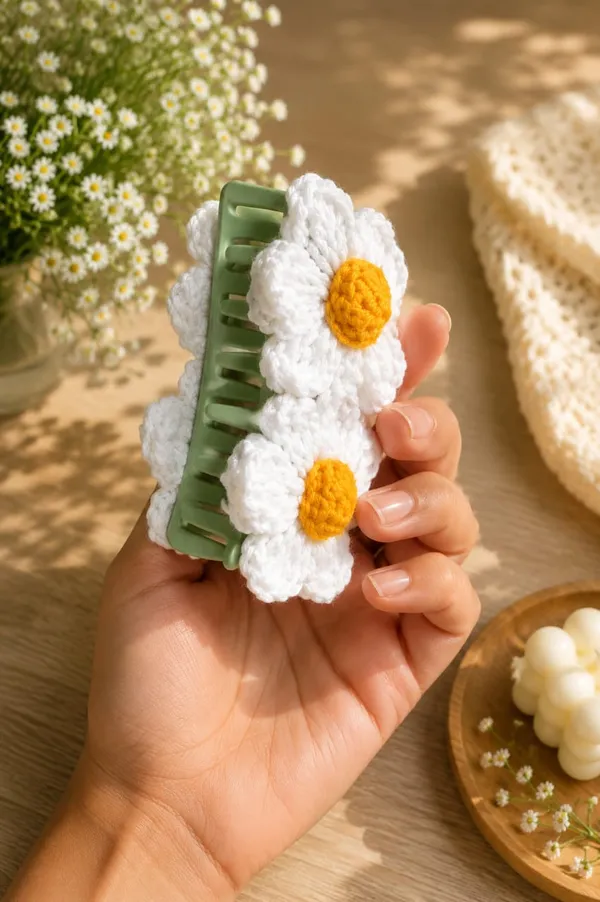 White_Crochet_Yarn_Hair_Claw_Clip_For_Girls,_Hair_Styling,_Daily_Wear_Pack_Of_2
