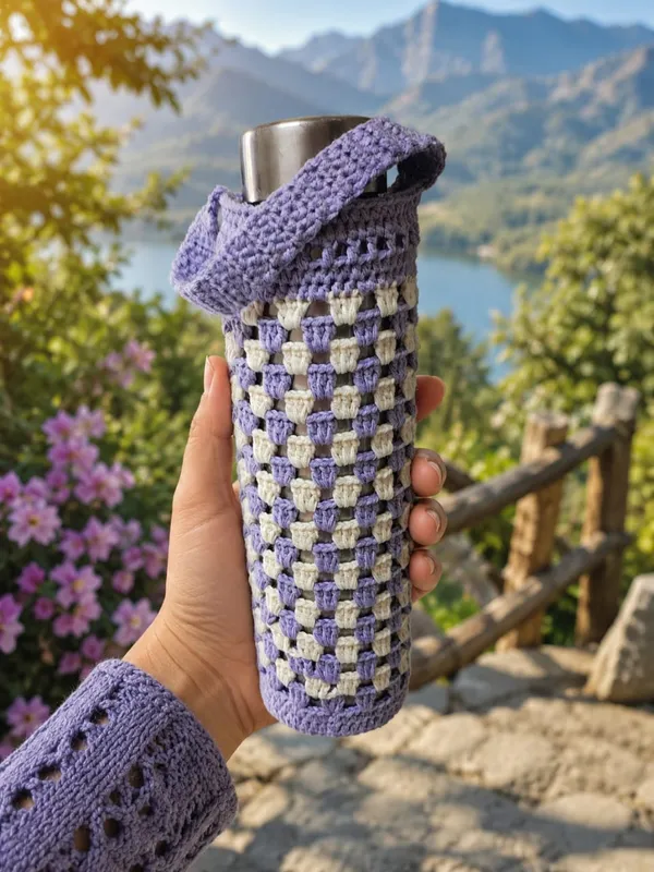Lavender_Crochet_Yarn_Bottle_Holder_For_Home,_Travel,_Daily_Use