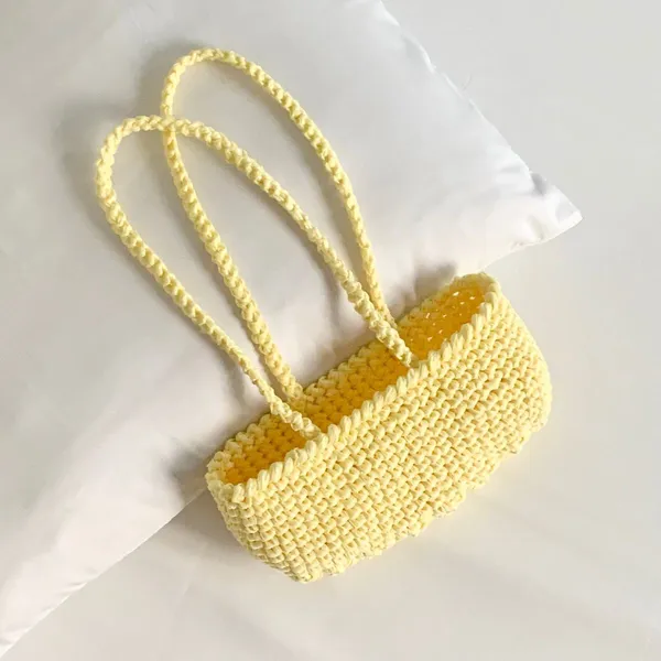 Yellow_Crochet_Yarn_Shoulder_Bag_For_Women,_Daily_Wear,_Shopping