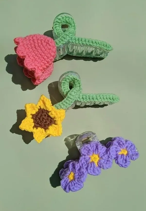 Multicolour_Crochet_Yarn_Hair_Clips_For_Women,_Hair_Styling,_Daily_Wear_Pack_Of_3