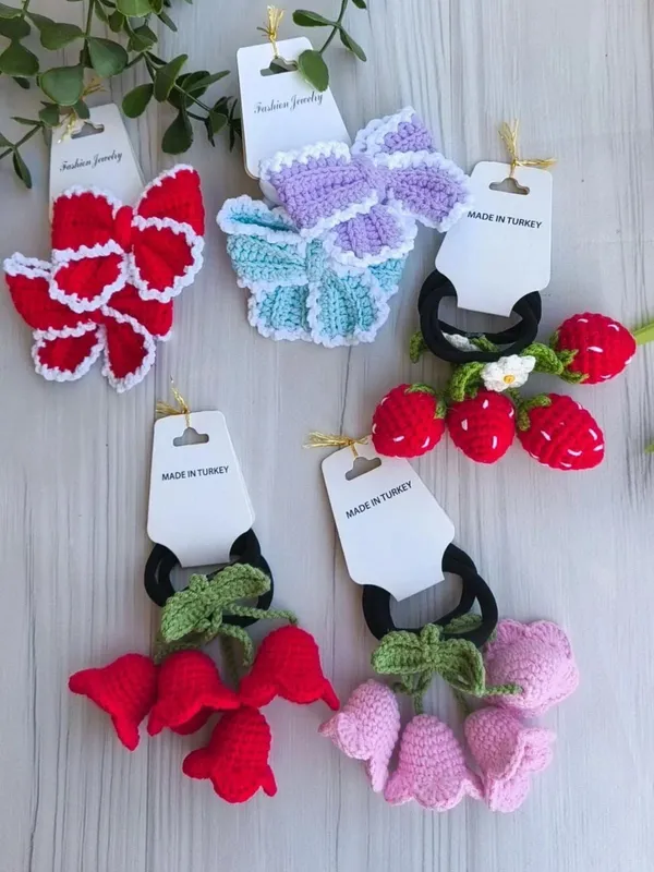 Multicolour_Crochet_Yarn_Hair_Ties_For_Women,_Hair_Styling,_Daily_Wear_Pack_Of_5