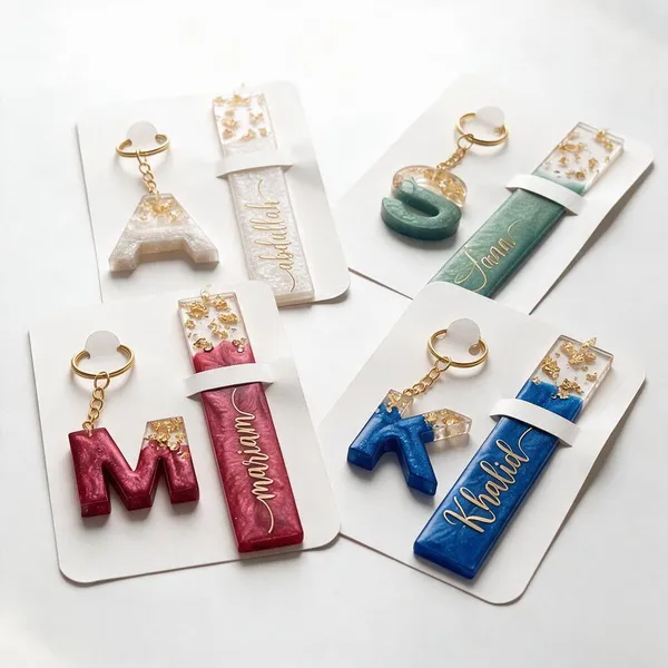 Multicolour_Crochet_Yarn_Keychain_And_Bookmark_Set_For_Women,_Traditional_Wear,_Hijab_Styling_Pack_Of_4