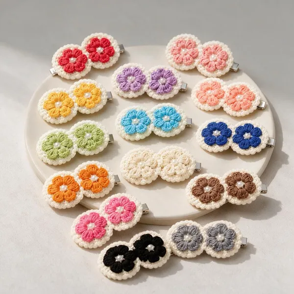 Multicolour_Crochet_Yarn_Hair_Clips_For_Women,_Daily_Use,_Shopping_Pack_Of_6
